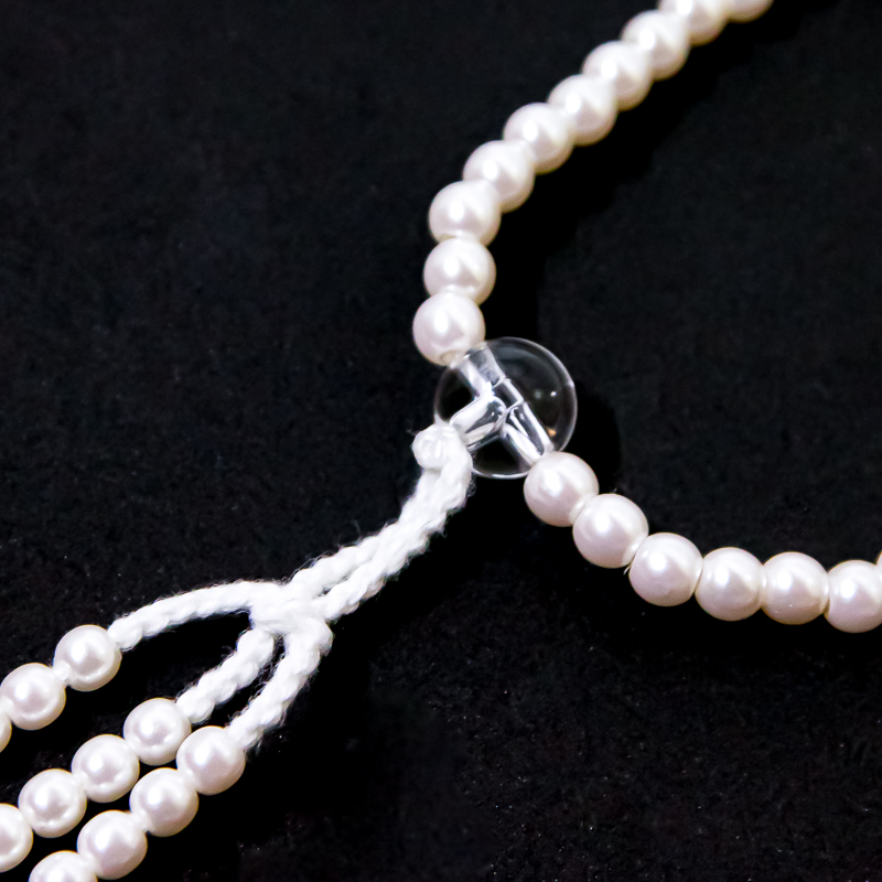 ホワイトパール梵天 数珠 8寸（小・女性向け） プラスチック ビーズ